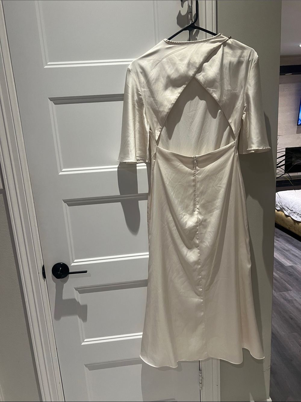 BHLDN Cream Open-Back Midi Dress